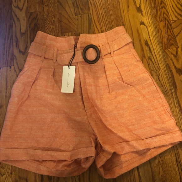 Line and dot pink and orange striped shorts - Picture 2 of 2